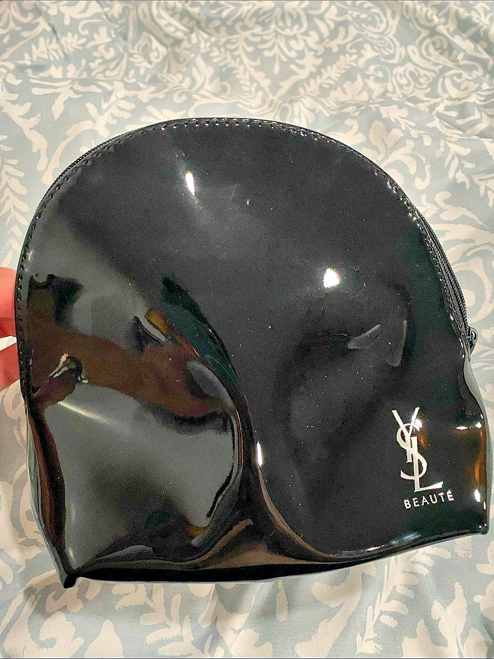 Yves Saint Laurent BeautΓ© Black Patent Cosmetic Makeup Bag